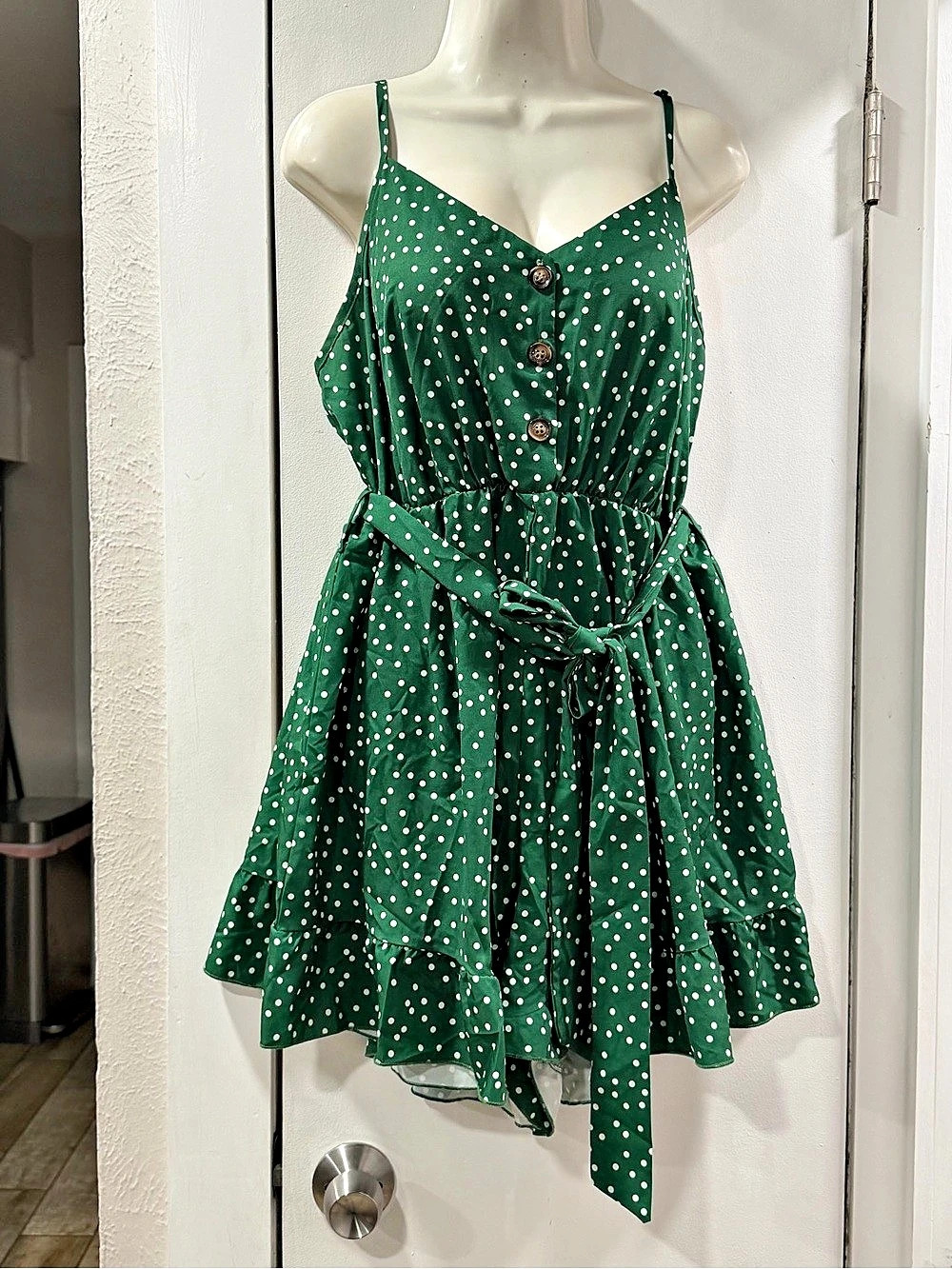 Polka Dot Romper in Green & White Size XXL
